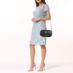 مملوكة مسبقًا Versace Greca Goddess Black Leather Flap Shoulder Bag