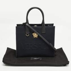 Pre Owned حقيبة يد فيرساتشي ميدوسا قماش كحلي/أسود صغيرة