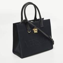 Pre Owned حقيبة يد فيرساتشي ميدوسا قماش كحلي/أسود صغيرة