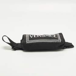Pre Owned Versace Logo Black/White Nylon Belt Bag