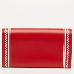 مملوكة مسبقًا Versace Red/White Leather Logo Flap Continental Wallet