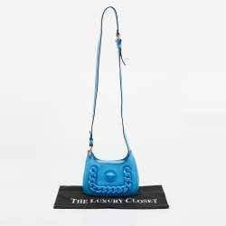مملوكة مسبقًا Versace La Medusa Chain Blue Leather Hobo