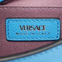 مملوكة مسبقًا Versace La Medusa Chain Blue Leather Hobo