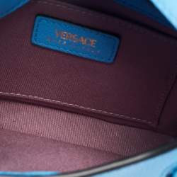 مملوكة مسبقًا Versace La Medusa Chain Blue Leather Hobo