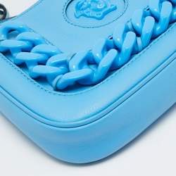 مملوكة مسبقًا Versace La Medusa Chain Blue Leather Hobo