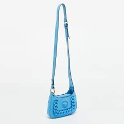 مملوكة مسبقًا Versace La Medusa Chain Blue Leather Hobo