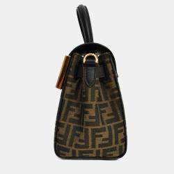 مملوكة مسبقًا Fendi x Versace Black Leather/Zucca Top Handle Bag with Strap