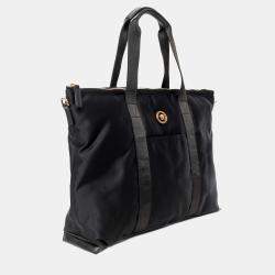 مملوكة مسبقًا حقيبة فيرساتشي توت سوداء نايلون لا ميدوسا مع حزام