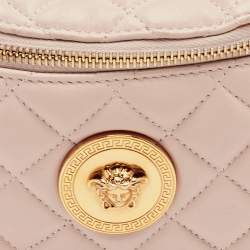 Pre Owned Versace La Medusa Light Pink Quilted Leather Fanny Pack Belt Bag