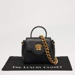 مملوكة مسبقًا حقيبة فيرساتشي لا ميدوسا جلد أزرق بيد علوية