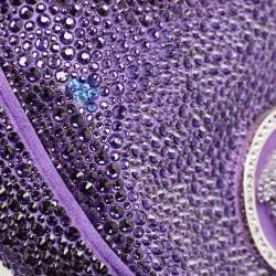 مملوكة مسبقًا Versace Repeat Crystal Studded Mini Purple Satin Hobo