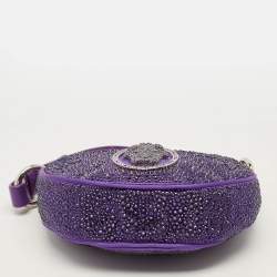 مملوكة مسبقًا Versace Repeat Crystal Studded Mini Purple Satin Hobo