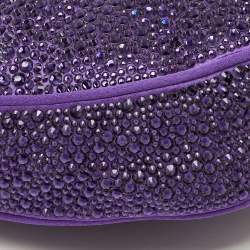 مملوكة مسبقًا Versace Repeat Crystal Studded Mini Purple Satin Hobo