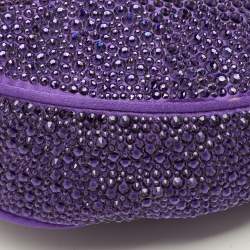 مملوكة مسبقًا Versace Repeat Crystal Studded Mini Purple Satin Hobo