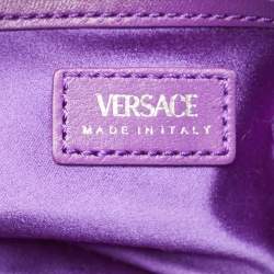 مملوكة مسبقًا Versace Repeat Crystal Studded Mini Purple Satin Hobo