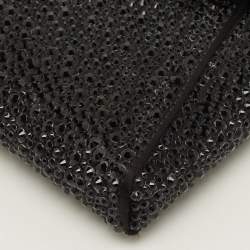 Pre Owned Versace La Medusa Crystals Black Satin Chain Clutch