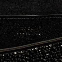 Pre Owned Versace La Medusa Crystals Black Satin Chain Clutch
