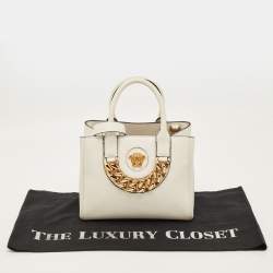 مملوكة مسبقًا Versace La Medusa Chain White Leather Tote