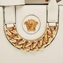 مملوكة مسبقًا Versace La Medusa Chain White Leather Tote