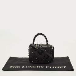مملوكة مسبقًا Versace Studded La Medusa Mini Black Leather Top Handle Bag