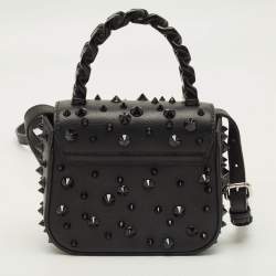 مملوكة مسبقًا Versace Studded La Medusa Mini Black Leather Top Handle Bag