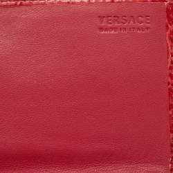 Pre Owned محفظة فيرساتشي لا ميدوسا جلد منقوش كروك أحمر حجم متوسط بسلسلة