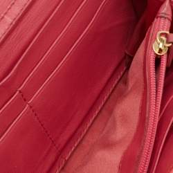 Pre Owned محفظة فيرساتشي لا ميدوسا جلد منقوش كروك أحمر حجم متوسط بسلسلة