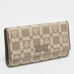 مملوكة مسبقًا محفظة كونتيننتال فيرساتشي جلد وكانفاس ميدوسا بني/بيح