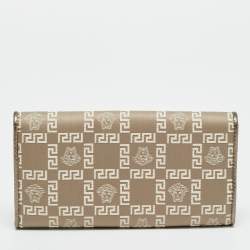 مملوكة مسبقًا محفظة كونتيننتال فيرساتشي جلد وكانفاس ميدوسا بني/بيح