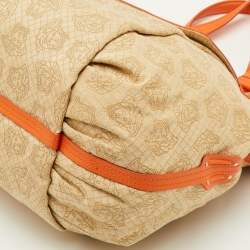 Pre Owned Versace Medusa Beige Canvas and Leather Tote