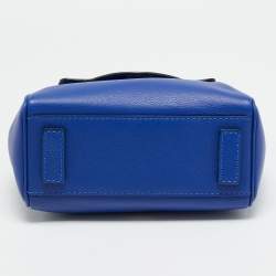 Pre Owned Versace La Medusa Blue Leather Top Handle Bag