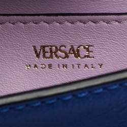 Pre Owned Versace La Medusa Blue Leather Top Handle Bag