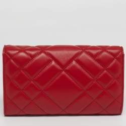 Pre Owned Versace Medusa La Medusa Red Quilted Leather Chain Clutch