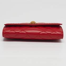 Pre Owned Versace Medusa La Medusa Red Quilted Leather Chain Clutch