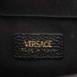 Pre Owned Versace Virtus Black Pebbled Leather Tote