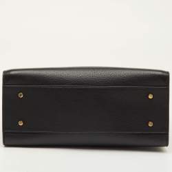 Pre Owned Versace Virtus Black Pebbled Leather Tote