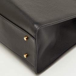 Pre Owned Versace Virtus Black Pebbled Leather Tote