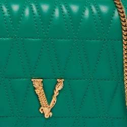 Pre Owned حقيبة سلسلة فيرساتشي فيرتوس جلد مبطن أخضر