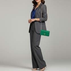 Pre Owned حقيبة سلسلة فيرساتشي فيرتوس جلد مبطن أخضر