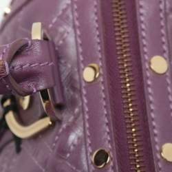 Pre Owned حقيبة ساتشل فيرساتشي سناب اوت اوف ايت جلد لامع مبطن بيج صغيرة