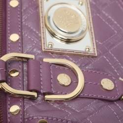 Pre Owned حقيبة ساتشل فيرساتشي سناب اوت اوف ايت جلد لامع مبطن بيج صغيرة