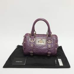 Pre Owned حقيبة ساتشل فيرساتشي سناب اوت اوف ايت جلد لامع مبطن بيج صغيرة