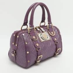 Pre Owned حقيبة ساتشل فيرساتشي سناب اوت اوف ايت جلد لامع مبطن بيج صغيرة