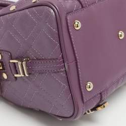 Pre Owned حقيبة ساتشل فيرساتشي سناب اوت اوف ايت جلد لامع مبطن بيج صغيرة