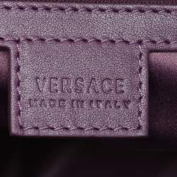 Pre Owned حقيبة ساتشل فيرساتشي سناب اوت اوف ايت جلد لامع مبطن بيج صغيرة