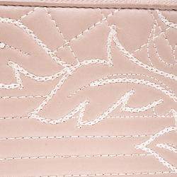 Versace Blush Pink Quilted Leather Vanitas Zip Around Wallet