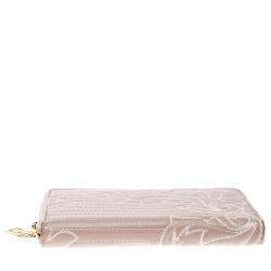 Versace Blush Pink Quilted Leather Vanitas Zip Around Wallet