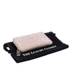 Versace Blush Pink Quilted Leather Vanitas Zip Around Wallet
