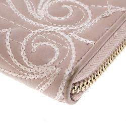 Versace Blush Pink Quilted Leather Vanitas Zip Around Wallet