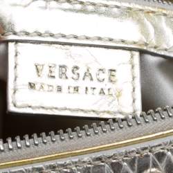 Versace Gold/Silver Ceramic Effect Leather Snap Out Of It Satchel